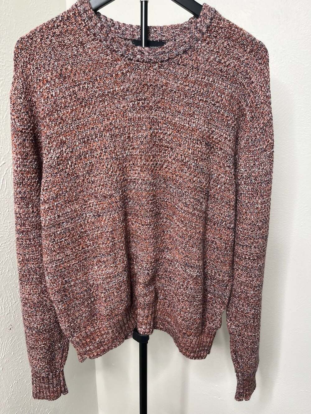 Men’s Red Marled Knit Crewneck Sweater Cozy Casual Pullover